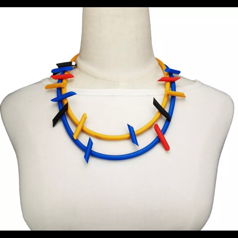 Artsy Mod Rubber Colorful Happy Necklace